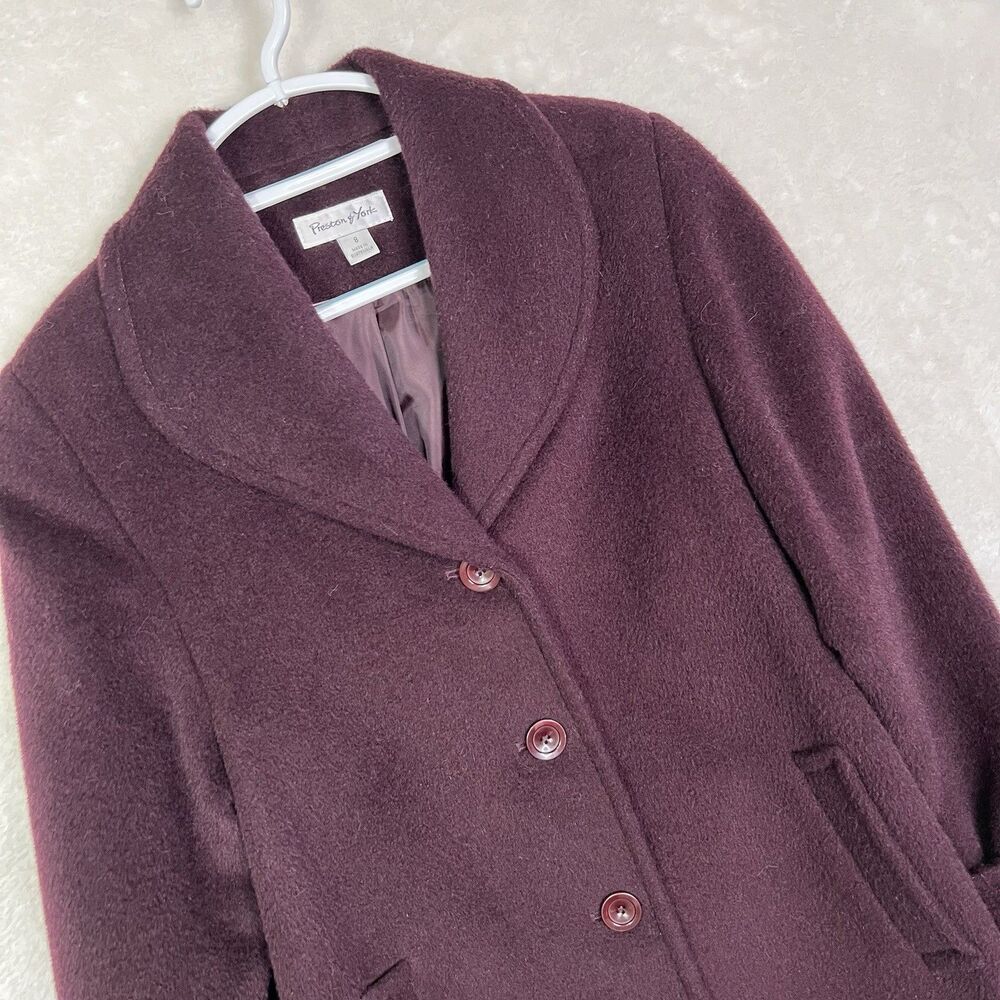 Preston & York Woman’s Coat Sz 8 Wool Mohair Mulberry Color Light Comfy Chic EUC